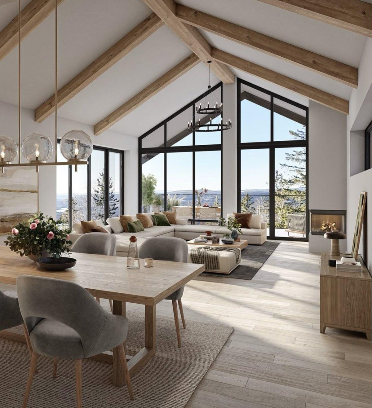 Lounge and Dining Room Interior 3D
